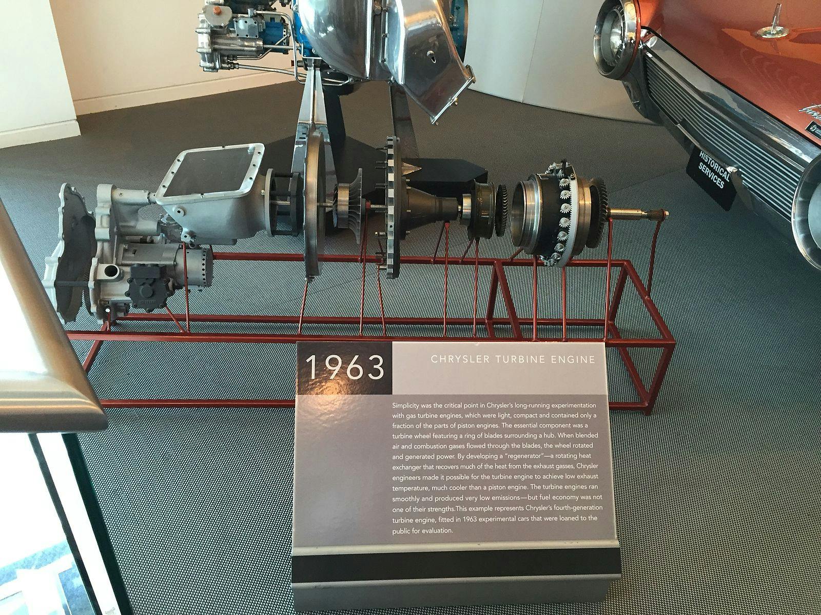 Exploded view of the A831 gas turbine at the Walter P. Chrysler Museum